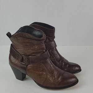 Paul Green Strappy Brown Leather Handmade Women's Ankle Boots